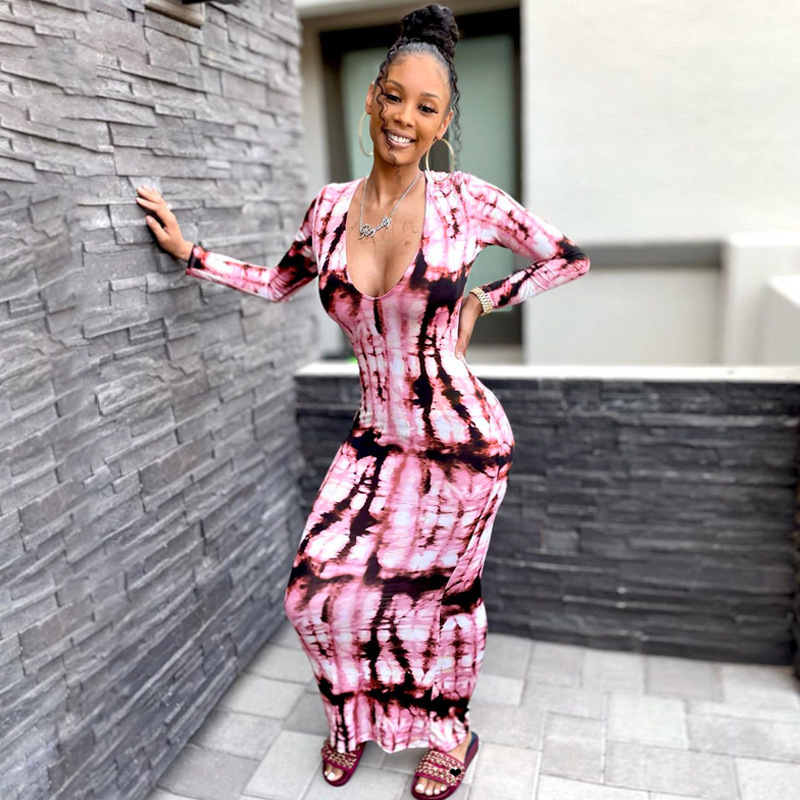 Spring and Autumn New Women's V-neck Stripe Long Sleeve Tight Fit Sexy Dress for Women, Comfortable and Stylish Dress