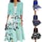 Autumn New Womens Long Dress TwoPiece Set Floral Print Round Neck Dress Coat For Women 0