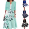Autumn New Womens Long Dress TwoPiece Set Floral Print Round Neck Dress Coat For Women 0