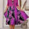 Autumn New Womens Long Dress TwoPiece Set Floral Print Round Neck Dress Coat For Women 3