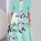 Autumn New Womens Long Dress TwoPiece Set Floral Print Round Neck Dress Coat For Women 10