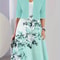 Autumn New Womens Long Dress TwoPiece Set Floral Print Round Neck Dress Coat For Women 10