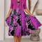 Autumn New Womens Long Dress TwoPiece Set Floral Print Round Neck Dress Coat For Women 13