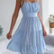 Casual Vacation Ruffled Camisole Dress, Spring Summer Women's Solid Dresses, Valentine's Day Pink Blue Woman Clothing