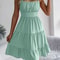 Casual Vacation Ruffled Camisole Dress, Spring Summer Women's Solid Dresses, Valentine's Day Pink Blue Woman Clothing