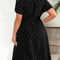 Square Neck Polka Dot Belted Dress, Women's Elegant Retro Puff Sleeve, High Waist Summer A-line Big Swing Dresses