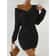 Women's Autumn Winter Knitted Sweater Mini Dress, Female Casual Solid Wrap V-neck, Long Sleeve Warm Bodycon Short Dresse