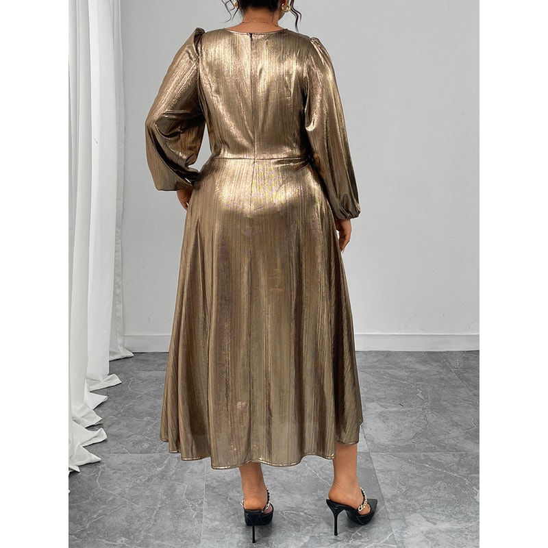 Surplice Neck Long Sleeve Elegant Party ALine Dress Autumn New Womens High Waist Slim Maxi Long Dre 1