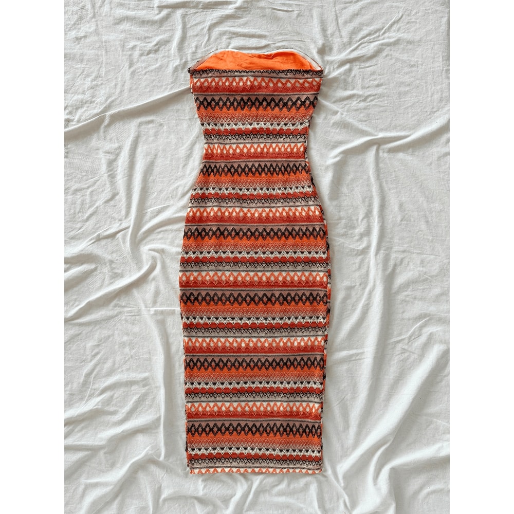 Women's Casual Sexy Bow Wrap Chest Patchwork Slim Dress, Striped Slit Design, Stylish Comfort