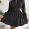 Women Autumn Casual Hollow Out Long Sleeve A Line Dress, Black Red White Elegant Woman Dresses for Fall Style