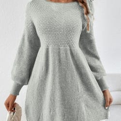 autumn and winter knitted dress for women, waist slimming fragrance style a line long sleeve sweater dress
