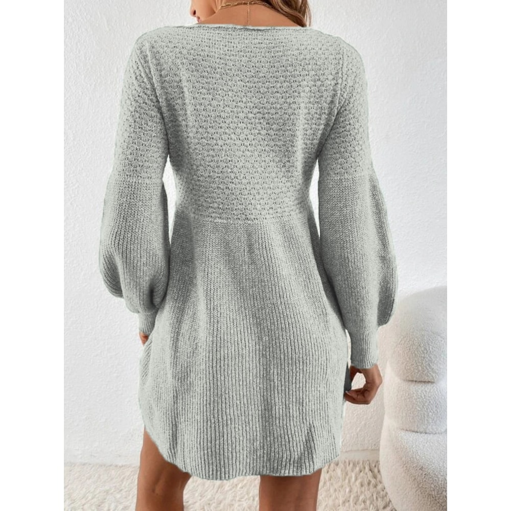 Autumn and Winter Knitted Dress for Women, Waist Slimming Fragrance Style A Line Long Sleeve Sweater Dress