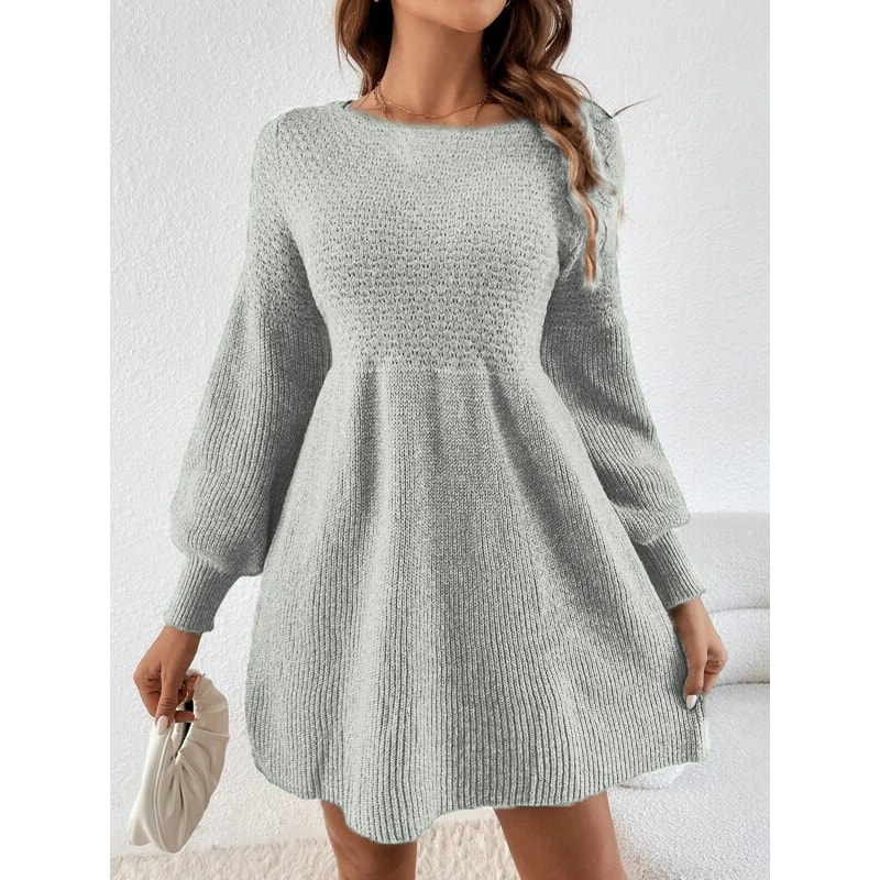 Autumn and Winter Knitted Dress for Women, Waist Slimming Fragrance Style A Line Long Sleeve Sweater Dress