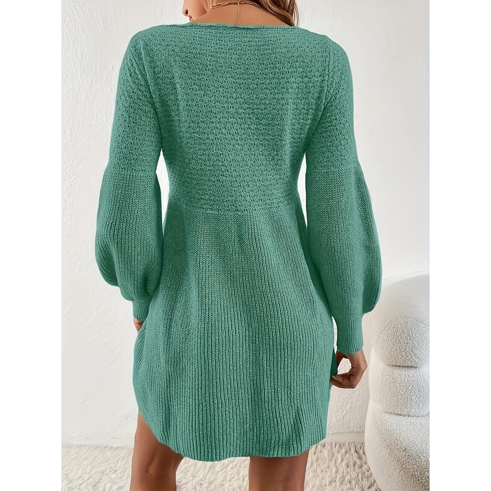 Autumn and Winter Knitted Dress for Women, Waist Slimming Fragrance Style A Line Long Sleeve Sweater Dress