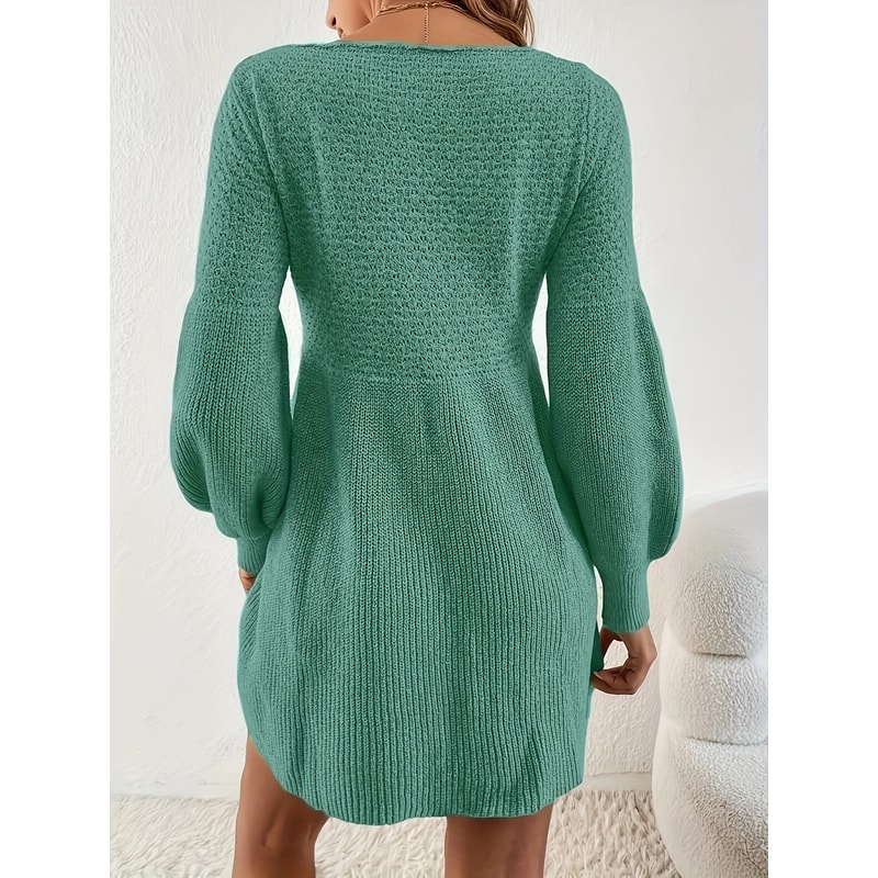 Autumn and Winter Knitted Dress for Women, Waist Slimming Fragrance Style A Line Long Sleeve Sweater Dress