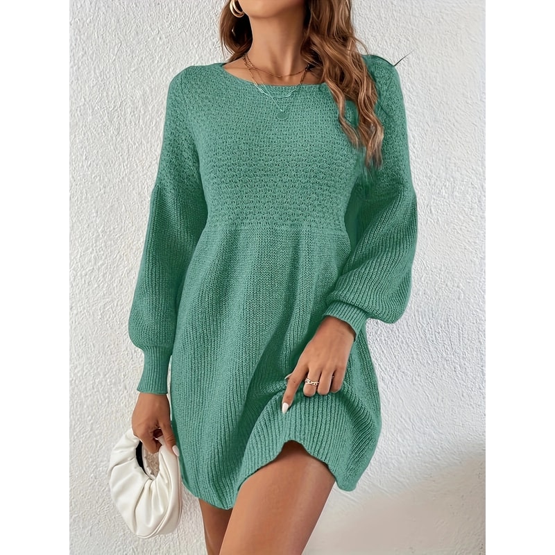 Autumn and Winter Knitted Dress for Women, Waist Slimming Fragrance Style A Line Long Sleeve Sweater Dress