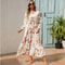 Women Maxi Dresses Bohemian Casual, Full Sleeve High Waist Beach Woman Chiffon Floral Long Dress