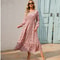 Women Maxi Dresses Bohemian Casual, Full Sleeve High Waist Beach Woman Chiffon Floral Long Dress