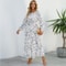 Women Maxi Dresses Bohemian Casual, Full Sleeve High Waist Beach Woman Chiffon Floral Long Dress