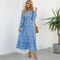 Women Maxi Dresses Bohemian Casual, Full Sleeve High Waist Beach Woman Chiffon Floral Long Dress