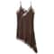 Slip Dress Summer Evening Womens Dresses Lace Asymmetric Mini Brown Sleeveless Backless 6