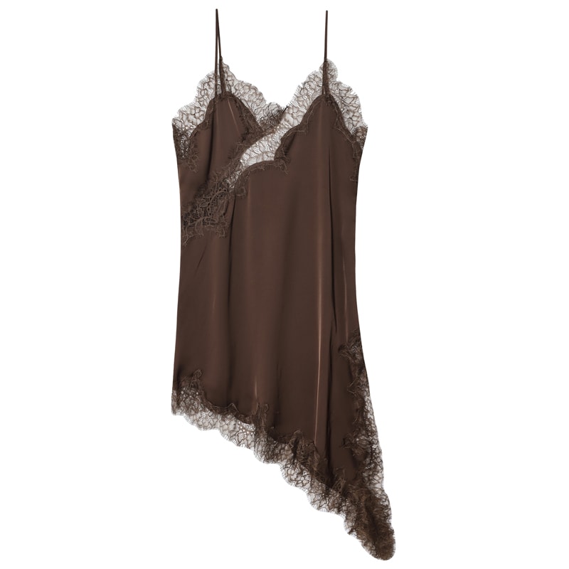 Slip Dress Summer Evening Womens Dresses Lace Asymmetric Mini Brown Sleeveless Backless 6