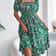 Floral Print Short Sleeved Square Neck Dress, Spring and Summer Elegant Women's Ruffled Edge Dress