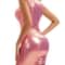 Womens Nightclub See Through Gold Stamped Tight Dress Fashionable High Collar Sleeveless Mini Party 1
