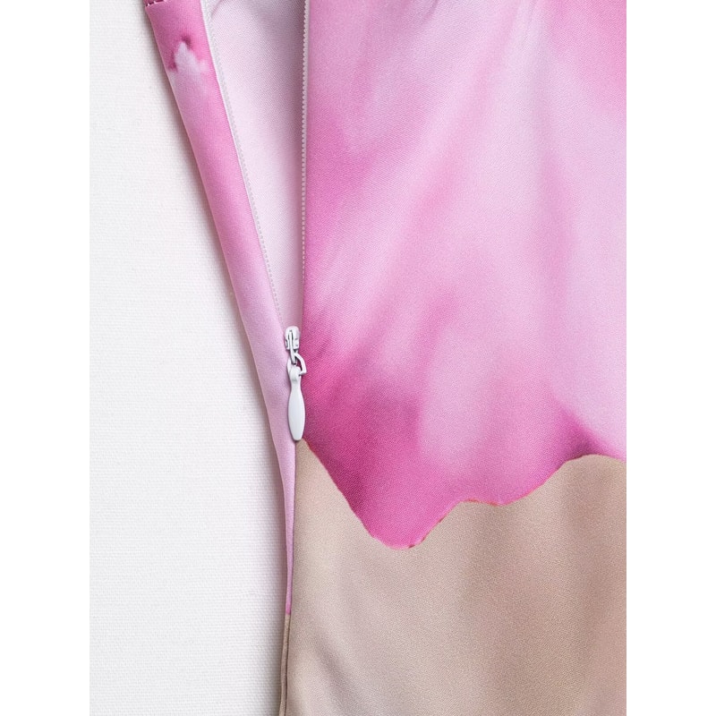 Floral Print Slim Long Dress Female Chic, Single Shoulder Backless Party Dress with Side Zipper