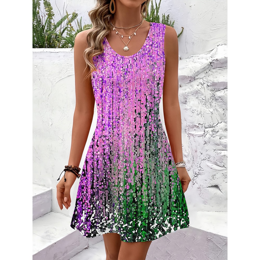 Women Summer Sleeveless Dress for Women Beach Bohemian Dress Exclusive Print Vacation Style