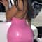 Pink neck hanging sexy backless dress, women's tight fitting hip hugging slim fit mini skirt PU dress