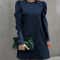 Spring And Autumn Round Neck Bubble Sleeve Dress Button Decorative Long Sleeve Dress For Women Eleg 8