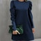 Spring And Autumn Round Neck Bubble Sleeve Dress Button Decorative Long Sleeve Dress For Women Eleg 8