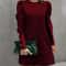 Spring And Autumn Round Neck Bubble Sleeve Dress Button Decorative Long Sleeve Dress For Women Eleg 10