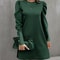 Spring And Autumn Round Neck Bubble Sleeve Dress Button Decorative Long Sleeve Dress For Women Eleg 6