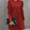 Spring And Autumn Round Neck Bubble Sleeve Dress Button Decorative Long Sleeve Dress For Women Eleg 13