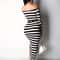 Casual Women Dress Summer Striped Bodycon Midi Dress, Slash Neck Lace Up Three Quarter Pencil Dress