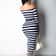 Casual Women Dress Summer Striped Bodycon Midi Dress, Slash Neck Lace Up Three Quarter Pencil Dress