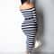 Casual Women Dress Summer Striped Bodycon Midi Dress, Slash Neck Lace Up Three Quarter Pencil Dress