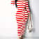 Casual Women Dress Summer Striped Bodycon Midi Dress, Slash Neck Lace Up Three Quarter Pencil Dress