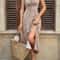 Womens Sexy Halter Printed Mid Length Dress, Summer Office Minimalist Ladylike Look