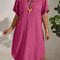 Solid Color Large-Size Dress for Women, Summer New Short-Sleeved Casual Everyday Wear