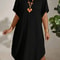 Solid Color Large-Size Dress for Women, Summer New Short-Sleeved Casual Everyday Wear