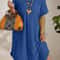 Solid Color Large-Size Dress for Women, Summer New Short-Sleeved Casual Everyday Wear