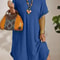 Solid Color Large-Size Dress for Women, Summer New Short-Sleeved Casual Everyday Wear