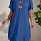 Solid Color Large-Size Dress for Women, Summer New Short-Sleeved Casual Everyday Wear