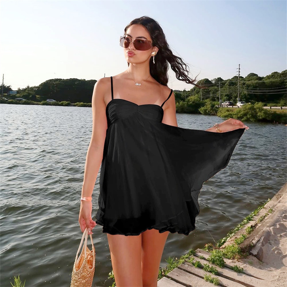 Chiffon Strapless Backless Sexy Aline Dress Women Spaghetti Strap Party Bodycon Mini Summer Dress 3