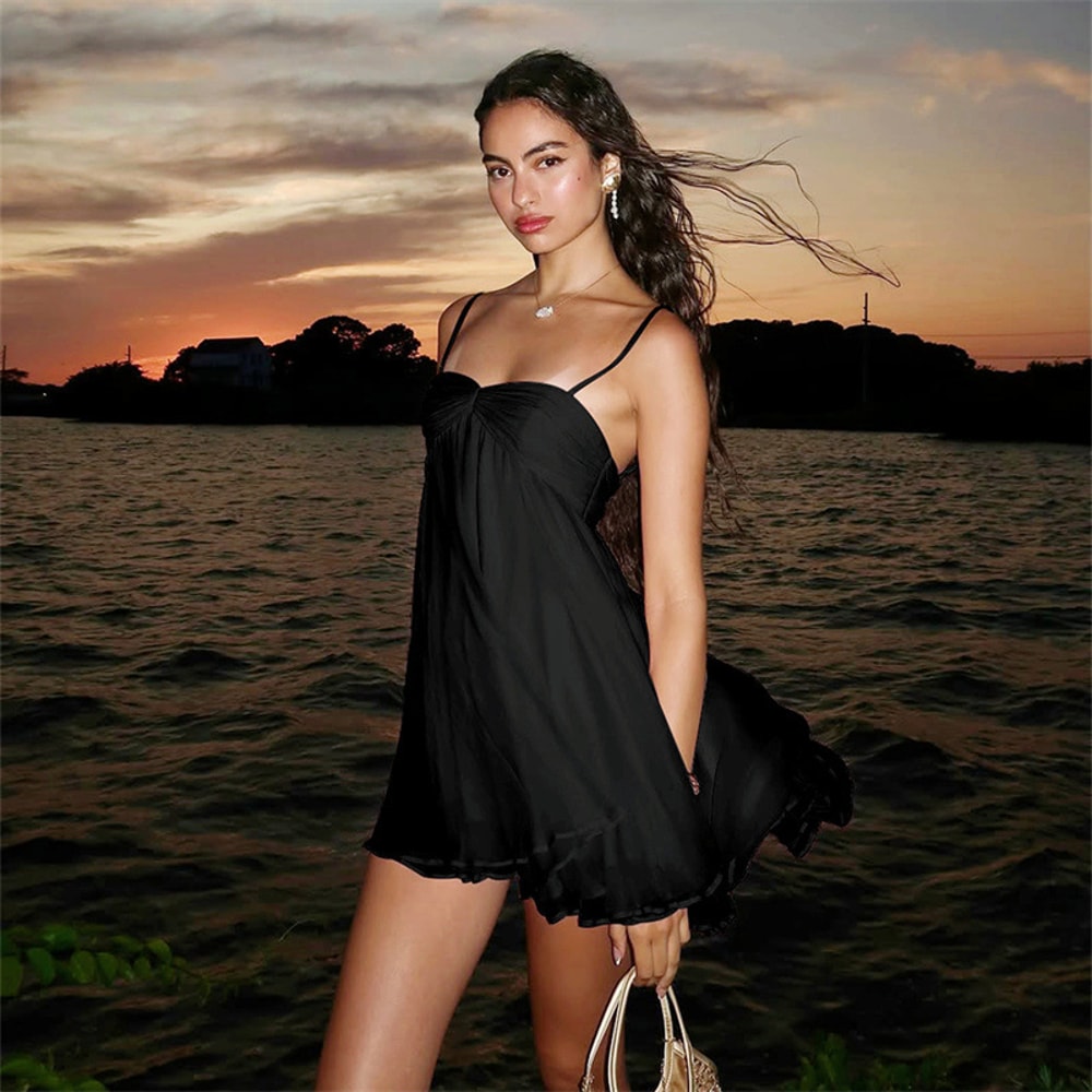 Chiffon Strapless Backless Sexy Aline Dress Women Spaghetti Strap Party Bodycon Mini Summer Dress 7