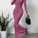 Low Cut Solid Color Slim-fit Long-sleeved Dress, Mature Sexy Fashion All-match New Line Neck