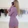 Purple High neck Long sleeved Pleated Tie up Dress Skirt Fashion Summer Womens Clothing